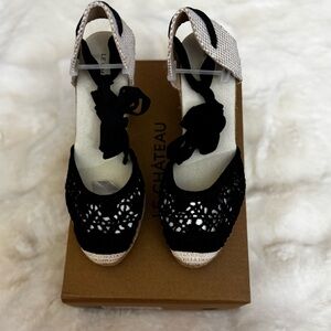 Brand new Le chateau Black Espadrille Wedges